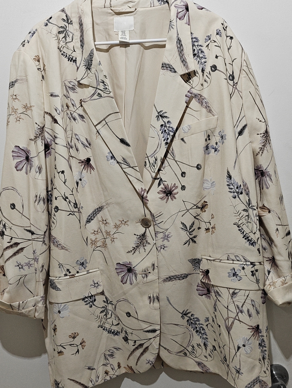 Women's Cream Floral Blazer Jacket